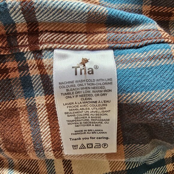 Aritzia TNA Oversized Cotton Plaid Shirt - 2021 - Jorie WHS (Brown/Blue/White) - Picture 13 of 15